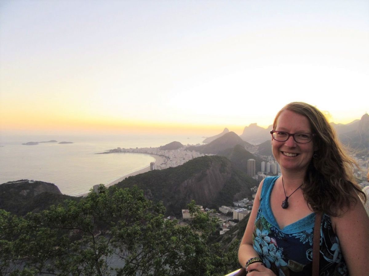 Claire Sturzaker Profile Pic - Digital Nomad Cities - Rio de Janeiro Sunset from Sugarloaf